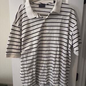Bobby Jones White and Black Striped Polo Shirt